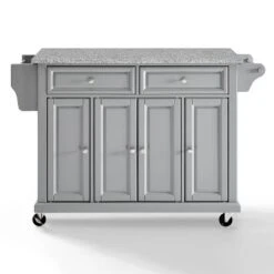 Solid Granite Top Kitchen Cart/Island Vintage Gray - Crosley