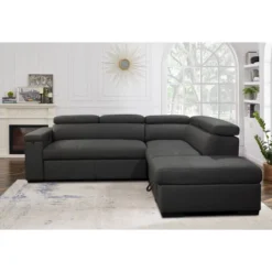 Mateo Stain Resistant Fabric Storage Sectional With Pullout Bed Gray - Abbyson Living -Baxton Studio Shop GUEST 2a6a680d 940f 4525 8f1a 1e812af1af6a