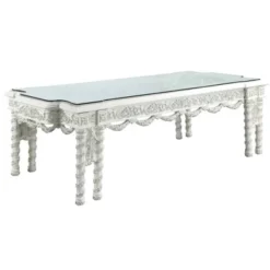 108" Vanaheim Dining Table Antique White Finish - Acme Furniture -Baxton Studio Shop GUEST 2a81b69f 5e6b 42cb bbd9 e40fc1642e29