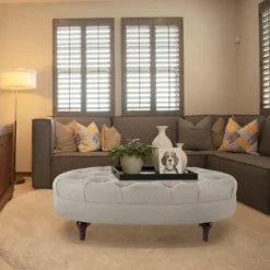 Jennifer Taylor Home Petra Tufted Oval Accent Bench, Taupe Polyester -Baxton Studio Shop GUEST 2ab5d973 da75 411e b711 52dfbe16b3b0