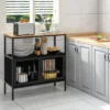 Costway Kitchen Server Buffet Sideboard Storage Cabinet Cupboard With 2 Doors & Open Shelf
