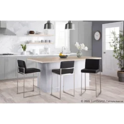 Set Of 2 Fuji High Back Stainless Steel/Velvet Counter Height Barstools - LumiSource -Baxton Studio Shop GUEST 2bc08397 396d 4750 ab41 935d8ff31ebb