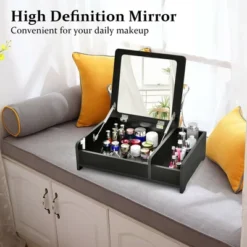Costway 2-in-1 Vanity Dresser W/ Flip-Top Mirror Tabletop Storage Box Makeup Laptop Black -Baxton Studio Shop GUEST 2bc17fb9 d18c 4c9c 918b da51b9642759