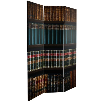 6" Double Sided Library Canvas Room Divider Brown - Oriental Furniture 3 6" Double Sided Library Canvas Room Divider Brown - Oriental Furniture - Image 3