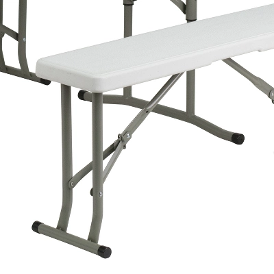 Emma And Oliver 3 Piece Portable Plastic Folding Bench And Table Set 6 Emma And Oliver 3 Piece Portable Plastic Folding Bench And Table Set - Image 6
