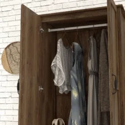 Nurembo 1 Drawer Wardrobe Closet Distressed Walnut - HOMES: Inside + Out -Baxton Studio Shop GUEST 2cbc0001 2953 463c b183 96b9dfa1fc58