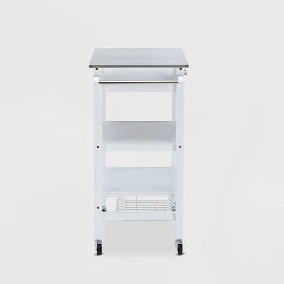 Hennington Kitchen Cart With Stainless Steel Top White - Boraam 1 Hennington Kitchen Cart With Stainless Steel Top White - Boraam