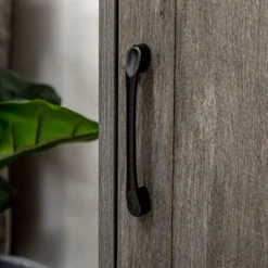 HOMCOM Farmhouse Coffee Bar Cabinet, Kitchen Sideboard, Buffet Cabinet With Sliding Barn Door And 3 Storage Drawers For Living Room, Dark Gray -Baxton Studio Shop GUEST 2ddc5552 6f8e 486c ae5f d6d412cf2162