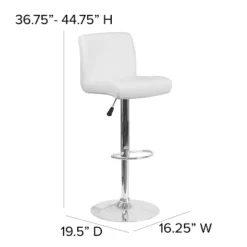 Flash Furniture Contemporary Vinyl Adjustable Height Barstool With Rolled Seat And Chrome Base -Baxton Studio Shop GUEST 2e154a75 2c01 428e 815d 30c939d6d9a8 1