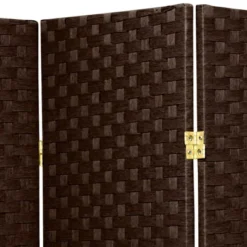 7 Ft. Tall Woven Fiber Room Divider - Dark Mocha (3 Panels)