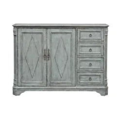 Andrew 2 Door 4 Drawer Credenza Distressed Blue - Treasure Trove Accents