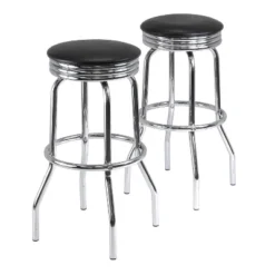 3pc Summit Bar Height Dining Set With Swivel Stools Metal/Black/Bright Chrome - Winsome -Baxton Studio Shop GUEST 2f155409 f241 4db4 88c5 b0a107d8defc