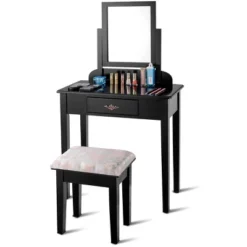 Costway Makeup Desk Vanity Dressing Table Square Stool 1 Large Black 10 Costway Makeup Desk Vanity Dressing Table Square Stool 1 Large Black -Baxton Studio Shop GUEST 2f86217b dc3d 42af a415 de92c8b91756