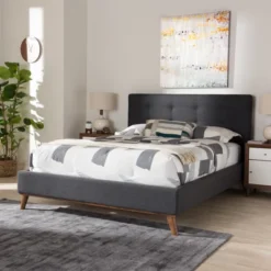 Valencia Mid - Century Modern Fabric Platform Bed - Baxton Studio -Baxton Studio Shop GUEST 2fc65860 8901 4708 8da7 98f168963ede