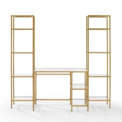 3pc Aimee Desk And Etagere Set Soft Gold - Crosley -Baxton Studio Shop GUEST 30512f56 ba66 4561 8a39 05a01bd419f0