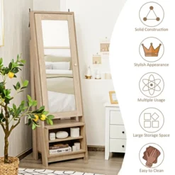 Costway Jewelry Cabinet Large Full Length Armoire 2-in-1 Stand Mirror Organizer -Baxton Studio Shop GUEST 30623ed5 70db 4cd1 bd65 1bbb04d084d7