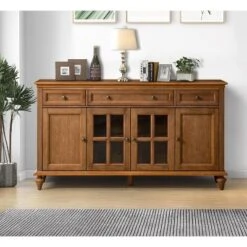 Nikolaj 58'' Wide 3 Drawer Traditional Sideboard With Solid Wood Legs| KARAT HOME -Baxton Studio Shop GUEST 312f52e7 888a 4baf a698 7bc8bbbb328d