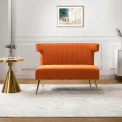 Cadmus 46" Modern Velvet Armless Loveseat With Channel-tufted Wingback For Living Room And Drawing Room| KARAT HOME -Baxton Studio Shop GUEST 32b1da6d 7fec 45ca 8dd1 bc03eaa8240e