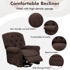 Costway Power Lift Recliner Chair Sofa For Elderly W/ Side Pocket & Remote Control BlackBrown -Baxton Studio Shop GUEST 32c08943 232c 4dd3 a221 81a44b90b9cd