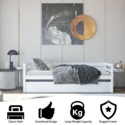 Costway Twin Size Trundle Daybed Wooden Slat Support Mattress Platform For Kids EspressoWhite -Baxton Studio Shop GUEST 32f772a2 d710 4cbb bb38 80d57995f74f