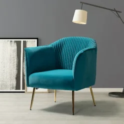 Velvet Barrel Chair With Goden Base Contemporary And Classic Velvet Accent Chair For Living Room | Karat Home -Baxton Studio Shop GUEST 337793fa 5235 48fb abb0 378f34562bdc