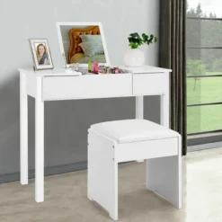 Costway White Vanity Dressing Table Furniture Stool Storage Box -Baxton Studio Shop GUEST 33ba1ac1 5620 45ea a377 135f476e9069