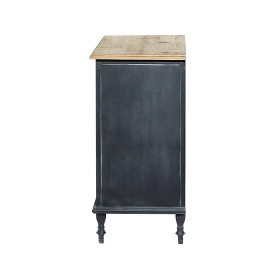 Farmhouse Wood Cabinet Black - Olivia & May 6 Farmhouse Wood Cabinet Black - Olivia & May - Image 6
