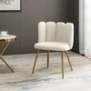 Barbara Contemparary Velvet Vanity Stool For Makeup Room, Moden Accent Side Chairs For Living Room With Shell Back And Golden Metal Legs | ARTFUL LIVING DESIGN