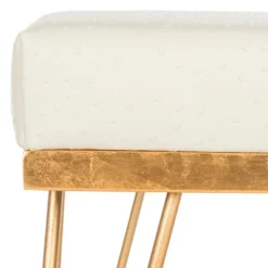 Jenine Faux Ostrich Square Bench - Cream/Gold - Safavieh -Baxton Studio Shop GUEST 3669ac2a 6c02 47dd 8a3e 6852da02bee5