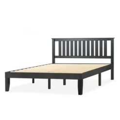 14" Marley Solid Wood Platform Bed With Paneled Headboard Black - Mellow -Baxton Studio Shop GUEST 36fce9a6 986f 4287 a6df b85139cdc125