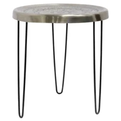 Metal With Paper Clip Legs Round Side Accent Table Silver/Black - StyleCraft -Baxton Studio Shop GUEST 370c1f5d e0f3 414f 834c c6011cbebb0f