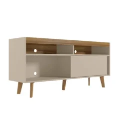 54" Wooden TV Stand For TVs Up To 54" With 1 Sliding Door And 3 Open Compartments Brown/Off White - The Urban Port 11 54" Wooden TV Stand For TVs Up To 54" With 1 Sliding Door And 3 Open Compartments Brown/Off White - The Urban Port -Baxton Studio Shop GUEST 37d1bf63 a1ba 441b 8fcf 78893d689b35