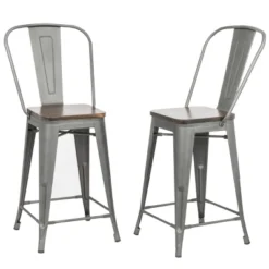 Set Of 2 24" Reed Wood Seat Counter Height Barstool - Carolina Chair & Table -Baxton Studio Shop GUEST 37e5eaf4 6daf 46bb a004 1929e1f23c7c