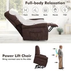 Costway Power Lift Recliner Chair Sofa For Elderly W/ Side Pocket & Remote Control BlackBrown -Baxton Studio Shop GUEST 38372271 f483 4fc2 b6a5 b6bdeb8c9cbd