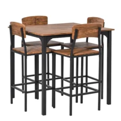 HOMCOM 5 PC Modern Counter Height Bar Table Set Compact Kitchen Table 4 Chairs Set With Footrest, Metal Legs -Baxton Studio Shop GUEST 3852ff4a 3346 4678 ae87 9aec86fd5453