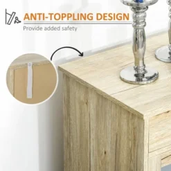 HOMCOM Rustic Farmhouse Sideboard, Buffet Cabinet With 2 Glass Doors, Adjustable Shelves And 2 Drawers For Kitchen, Living Room, Oak -Baxton Studio Shop GUEST 38622665 5426 4846 8eb4 57edcac72619