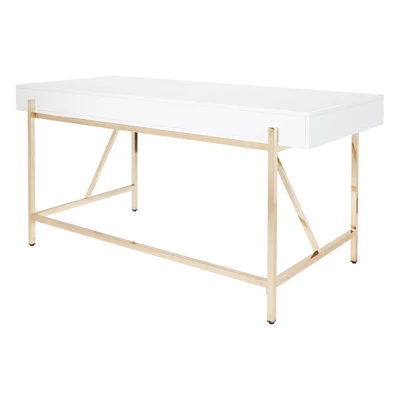 Broadway Desk White Gloss - OSP Home Furnishings 4 Broadway Desk White Gloss - OSP Home Furnishings - Image 4