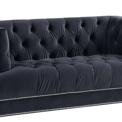 64" Ansario Sofa Charcoal Velvet - Acme Furniture 7 64" Ansario Sofa Charcoal Velvet - Acme Furniture - Image 7
