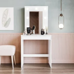 Emma Vanity Table With Lighted Mirror White - Polifurniture -Baxton Studio Shop GUEST 39240014 6081 4357 9c9e d388b231d59d