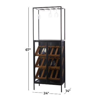 Modern Wood Standing Wine Rack Black - Olivia & May 5 Modern Wood Standing Wine Rack Black - Olivia & May - Image 5