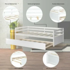 Costway Twin Size Trundle Daybed Wooden Slat Support Mattress Platform For Kids EspressoWhite -Baxton Studio Shop GUEST 3a6b93bb e611 4da1 aa5b 42cda8ec0016