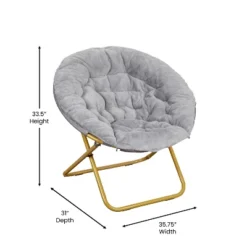 Emma And Oliver Oversize Folding Saucer Chair With Cozy Faux Fur Cushion And Metal Frame For Dorms, Bedrooms, Apartments And More -Baxton Studio Shop GUEST 3bb53071 d31e 4eac bf78 cf6581f75b9c