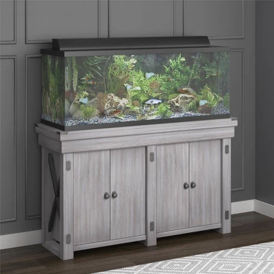 Wildwood 55 Gallon Aquarium Or Terrarium Tank Stand, Rustic White - Ollie & Hutch 2 Wildwood 55 Gallon Aquarium Or Terrarium Tank Stand, Rustic White - Ollie & Hutch - Image 2