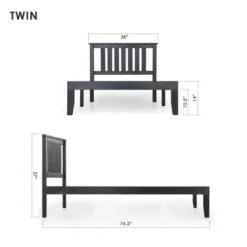 14" Marley Solid Wood Platform Bed With Paneled Headboard Black - Mellow -Baxton Studio Shop GUEST 3d1eb0f2 f594 4da3 9d0f 0465d7d93d03