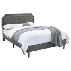 BIKAHOM Upholstered Platform Bed With Button Tufted Headboard, Dark Grey 8 BIKAHOM Upholstered Platform Bed With Button Tufted Headboard, Dark Grey -Baxton Studio Shop GUEST 3d553cf6 16f1 4bae 8c70 7a0b5ab1fe00