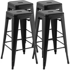 Tangkula 30" Set Of 4 Stackable Backless Metal Bar Stools W/ Footrest For Kitchen -Baxton Studio Shop GUEST 3da5da04 9001 43a4 90d1 1bf1cbd74e74