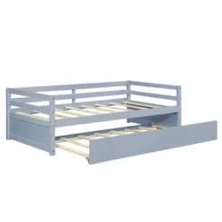 Costway Twin Size Trundle Daybed Wooden Slat Support Mattress Platform For Kids EspressoWhite -Baxton Studio Shop GUEST 3eb318b5 b454 46f8 aef6 add257e9f485