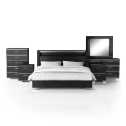 6pc Shorehaven Bedroom Set With 2 Nightstands Black/Chrome - MiBasics -Baxton Studio Shop GUEST 3ec5ea4b 2825 4827 8e44 e7a45712f944