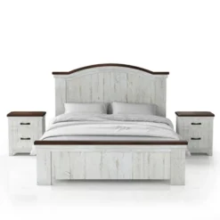 3pc Willow Rustic Bedroom Set With 2 Nightstands Distressed White/Walnut - HOMES: Inside + Out -Baxton Studio Shop GUEST 3f30f2db a4ec 405e a596 3749761e551f