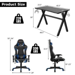 Costway X-Shaped Gaming Desk & Racing Style Massage Chair Set Home Office Black+White/Blue/Grey/Red -Baxton Studio Shop GUEST 3f6f4810 fcc8 41f9 9b88 acf5626eb94c